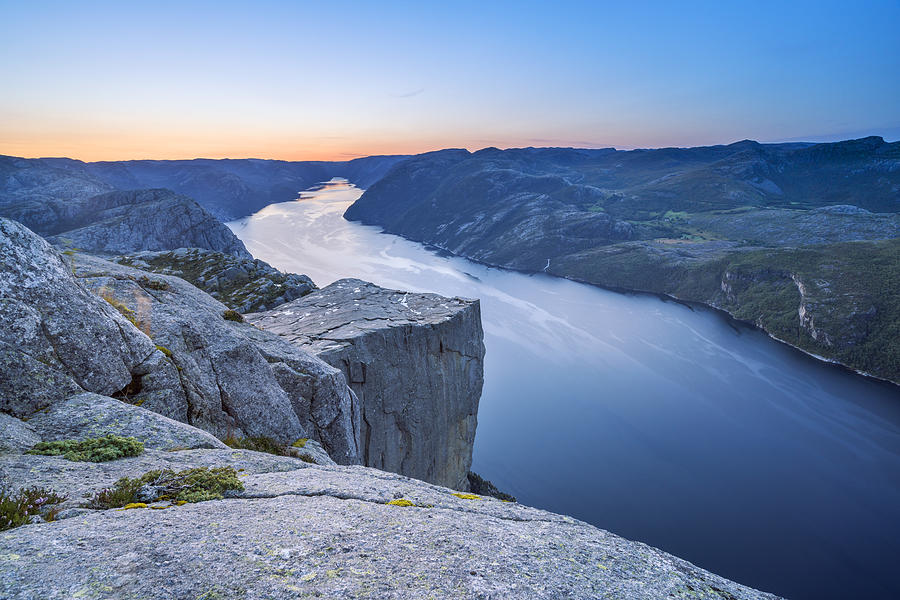 Image Digital Art - Norway, Rogaland, Preikestolen, Scandinavia, Pulpit Rock With A View Of The Lysefjord by Christian Back