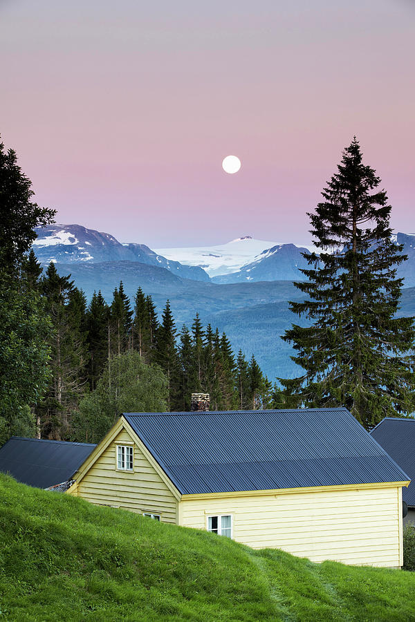 Norway, Sogn Og Fjordane, Scandinavia, Cabin Near Olden, Nordfjord Digital Art by Richard Taylor