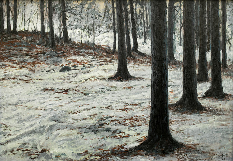 Norway Spruce in Winter Painting by Hans Egil Saele