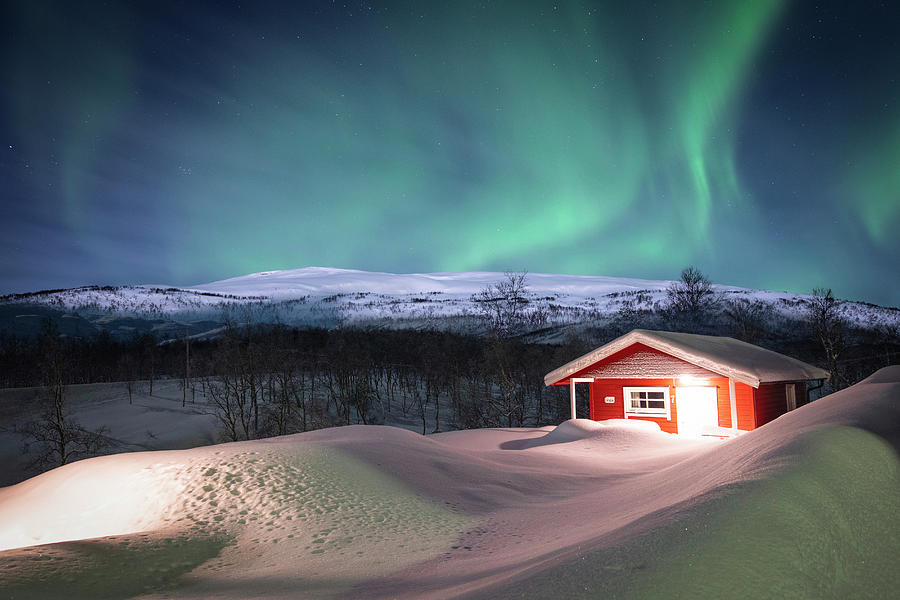 Norway, Troms, Scandinavia, Northern Light In Tennevoll Digital Art by Francesco Russo