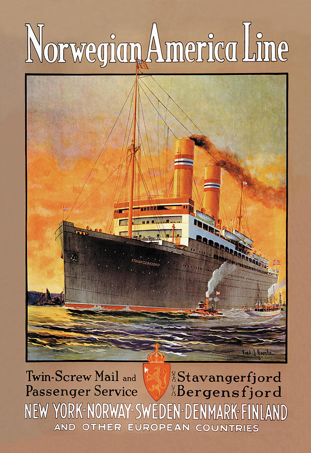 Norwegian-America Cruise Line Painting by Frederick J. Hoertz