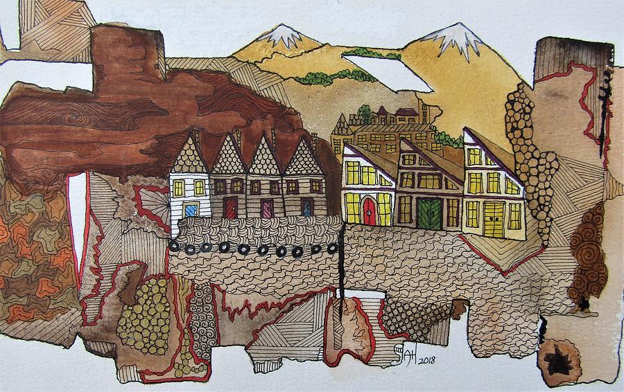 Norwegian Village Painting by Anita Hillsley