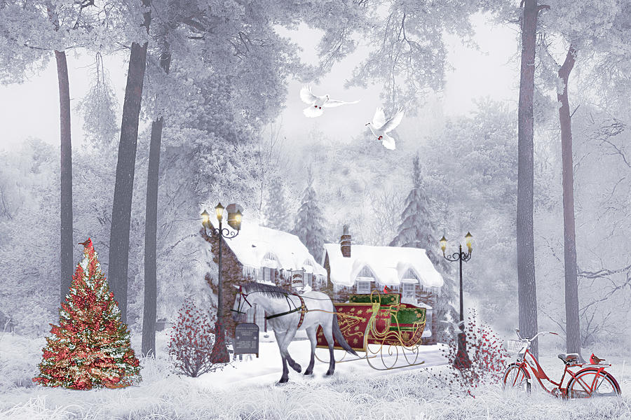 Nostalgic Christmas Buggy Ride  Digital Art by Debra and Dave Vanderlaan