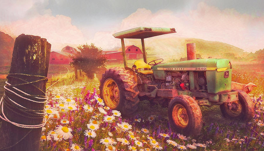 Nostalgic Old Tractor in the Fields Photograph by Debra and Dave Vanderlaan