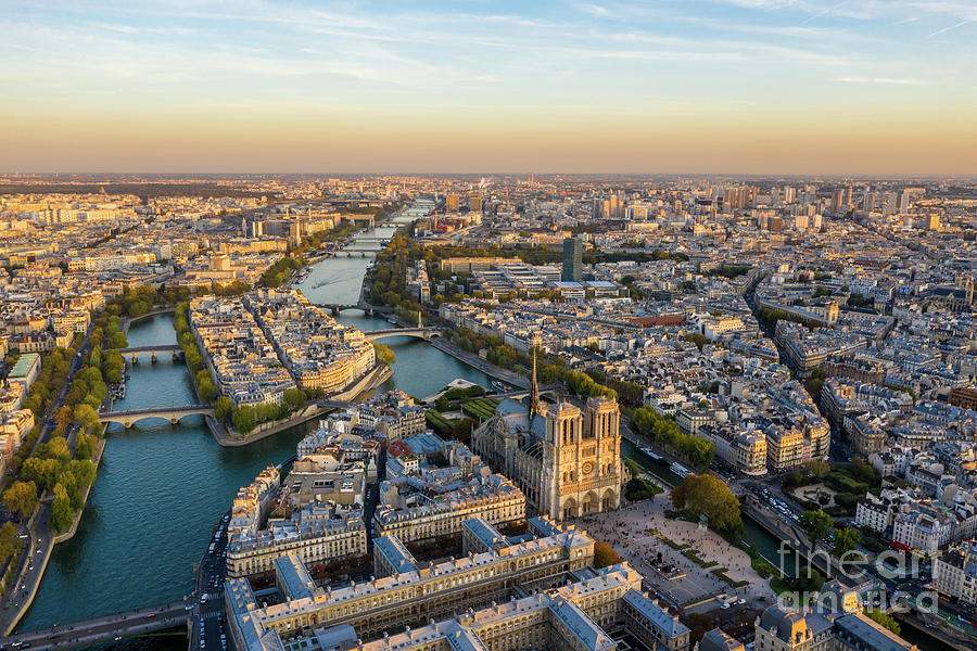 Notre Dame and Ile de la Cite Aerial View Photograph by Mike Reid