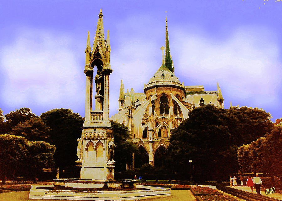Notre Dame Cathedral - A different view Painting by CHAZ Daugherty
