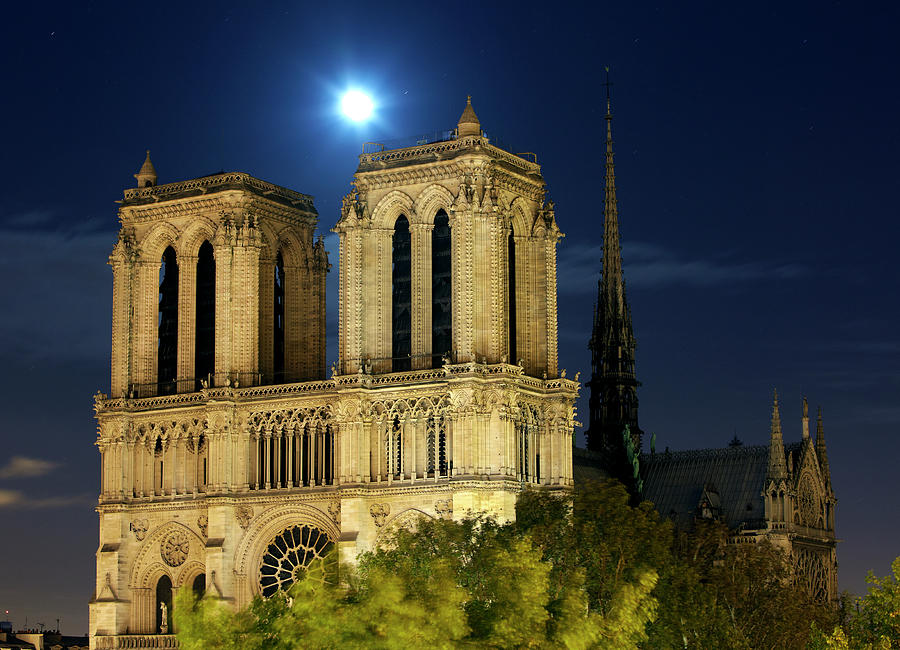 Notre Dame Cathedral At Night Photograph by Allan Baxter