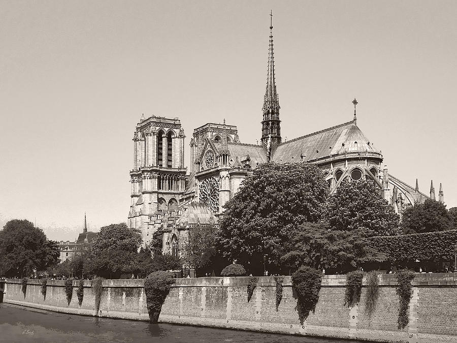 Notre Dame Cathedral, Monochrome Photograph by Gordon Beck