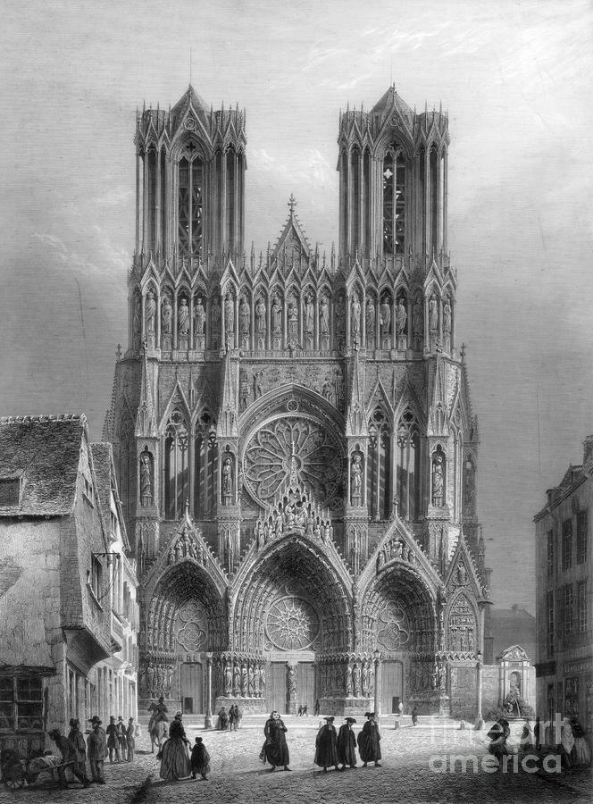 Notre Dame Cathedral, Rheims, France Drawing by Print Collector