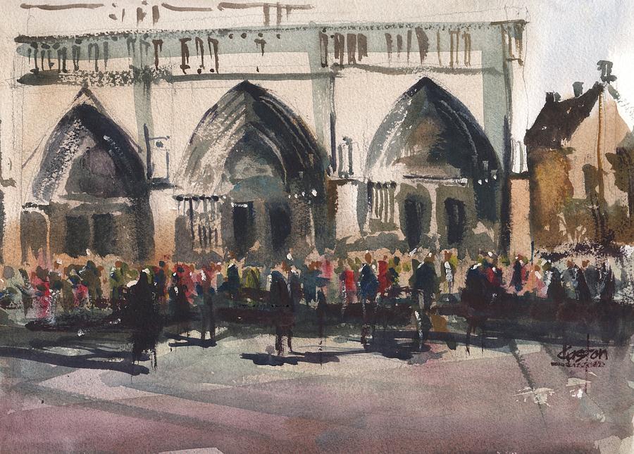 Notre Dame Crowded Piazza Painting by Gaston McKenzie