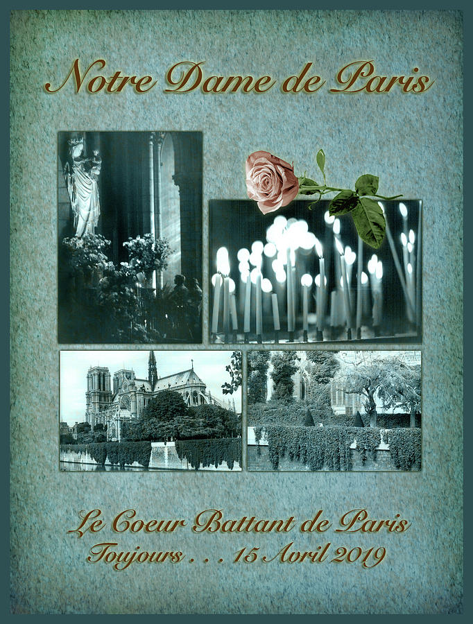 Notre Dame de Paris in Blue Digital Art by Bonnie Follett