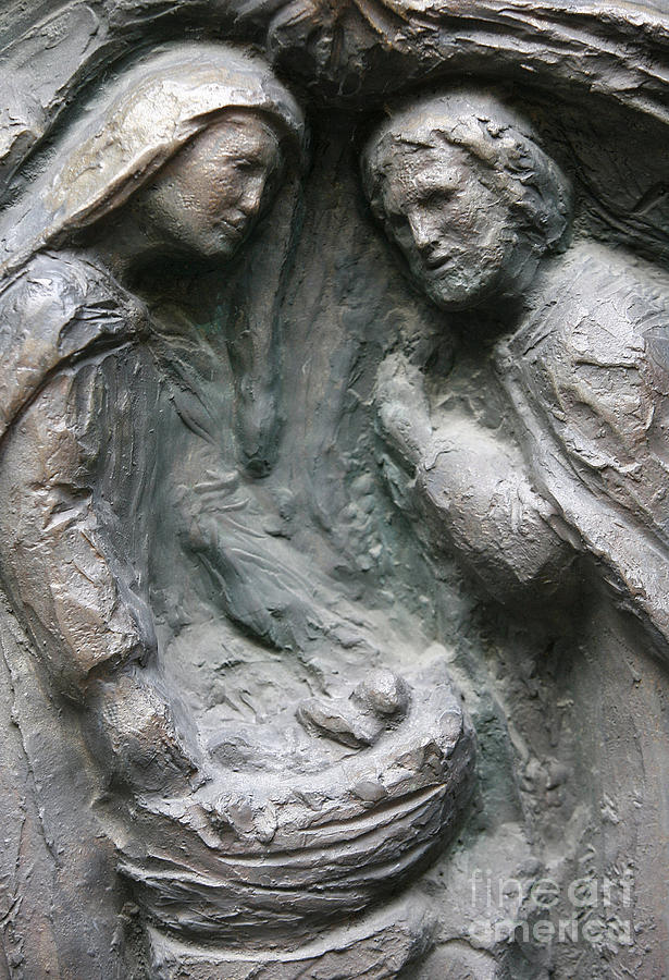 Notre Dame door sculpture, Nativity scene Relief by French School