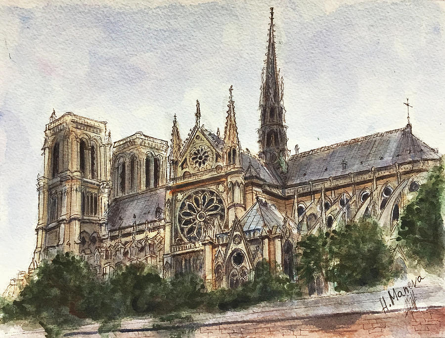 Notre Dame II Painting by Henrieta Maneva
