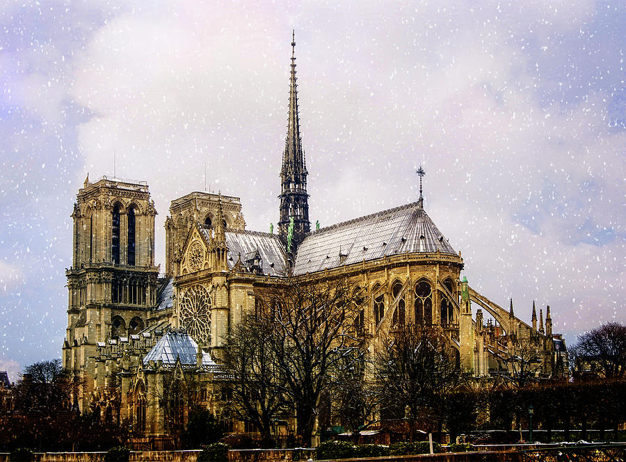 Notre Dame in the Snow Photograph by Debra and Dave Vanderlaan
