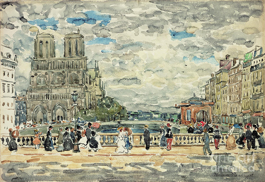 Bridge Drawing - Notre Dame by Maurice Prendergast