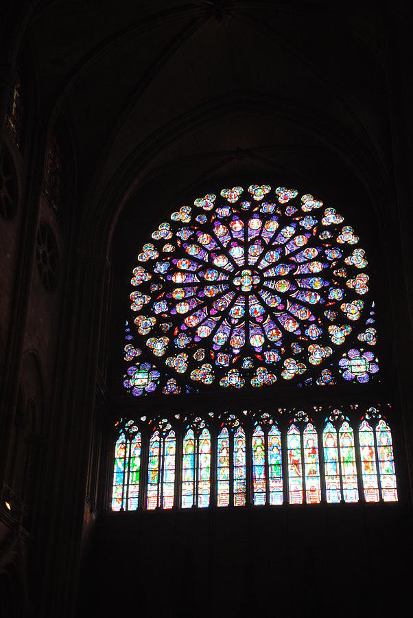 Notre Dame Paris Rose Window with Verticals Photograph by Jacqueline M Lewis