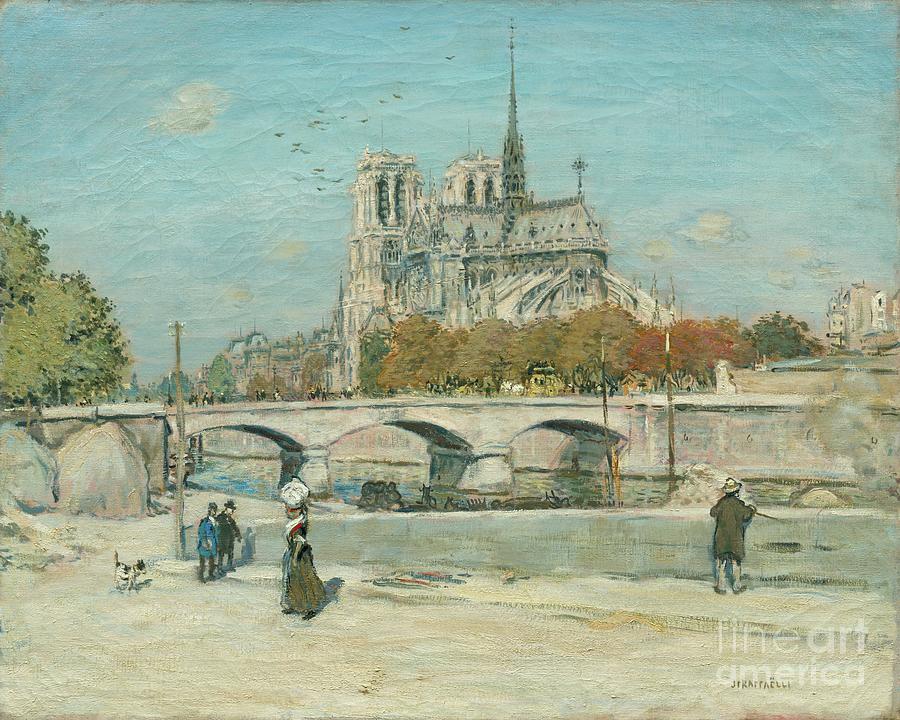 Notre Dame Seen From The Quai De La Drawing by Heritage Images
