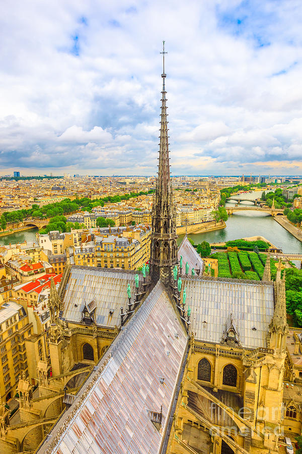 Notre Dame spire vertical Photograph by Benny Marty