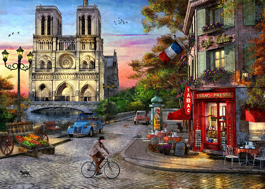 Notre Dame Painting - Notre Dame Sunset by MGL Meiklejohn Graphics Licensing