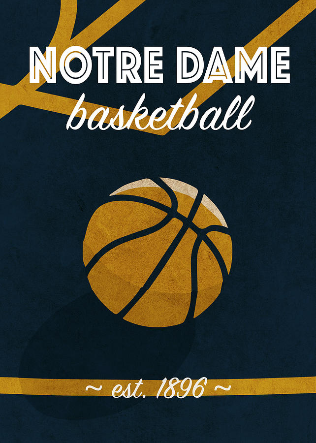 Notre Dame Mixed Media - Notre Dame University Retro College Basketball Team Poster by Design Turnpike