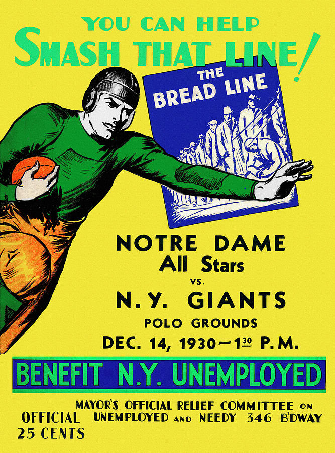 New York Giants Painting - Notre Dame Versus NY Giants Football Program by Big 88 Artworks
