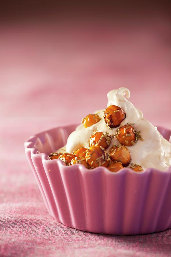 Nougat Mousse With Nuts, Honey And Dried Rosemary Photograph by Bertrand Limbour