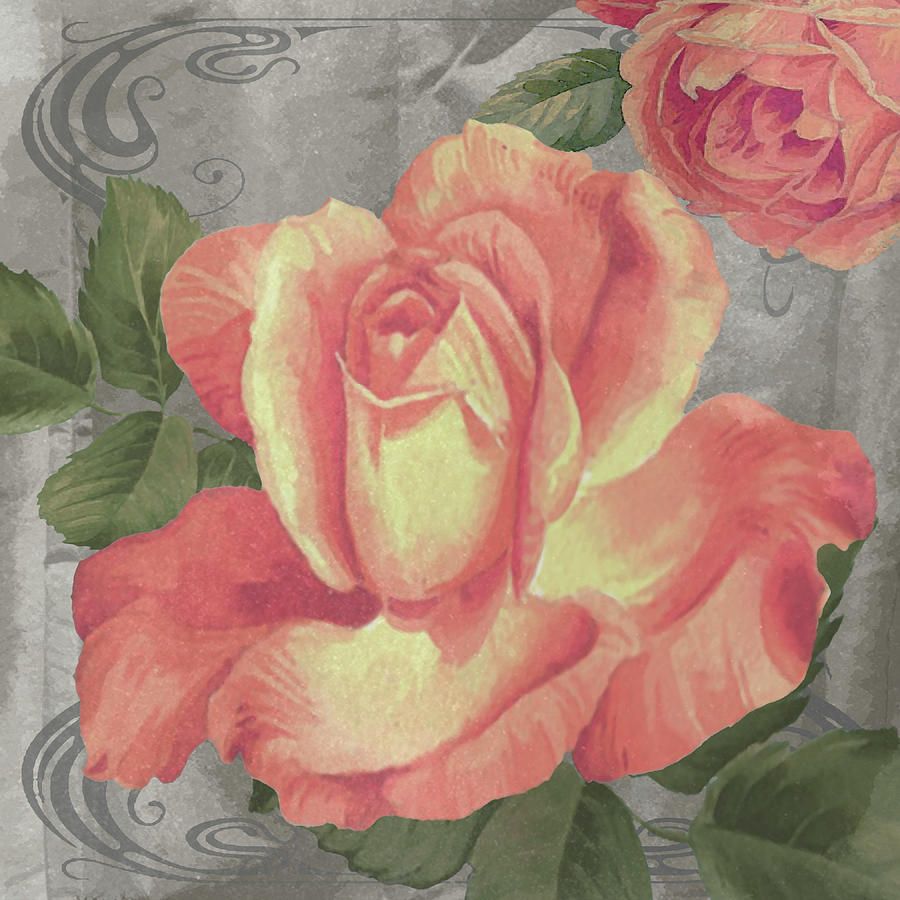 Flowers Digital Art - Nouveau Orange Rose by Bill Jackson Flowers Digital Art - Nouveau Orange Rose by Bill Jackson