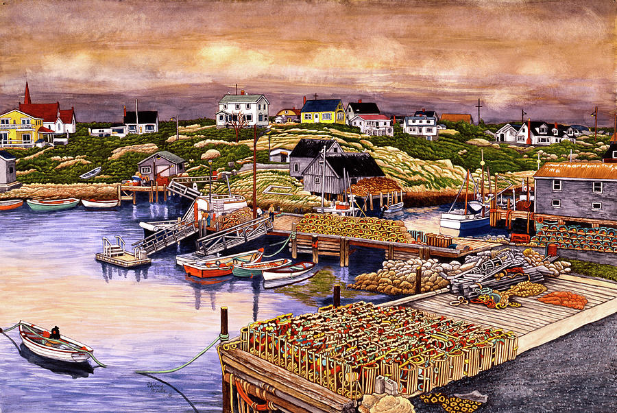 Nova Scotia Lobster Traps Painting by Thelma Winter