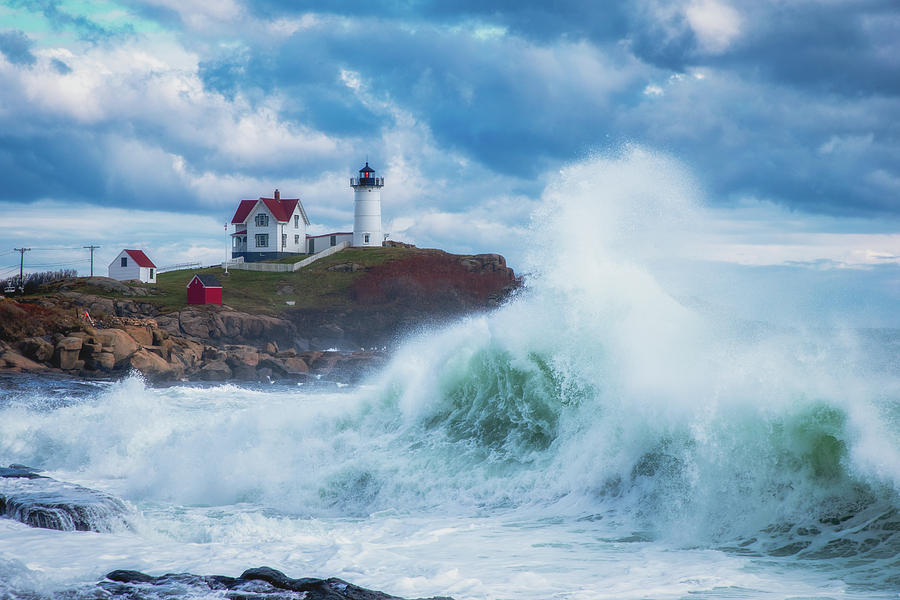 November Storm - Nubble Photograph by Corey Cain