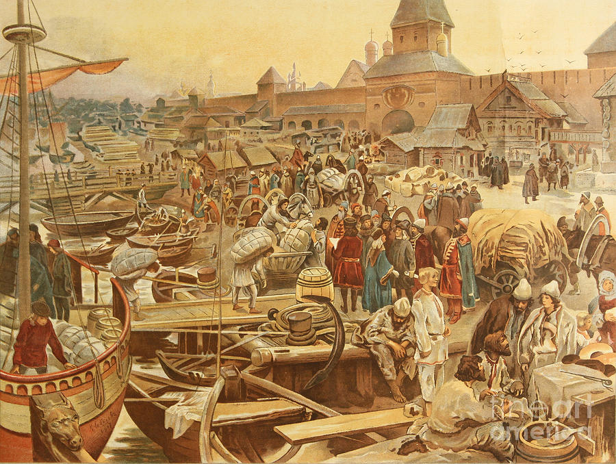 Novgorod Harbor, 1907 Drawing by Heritage Images