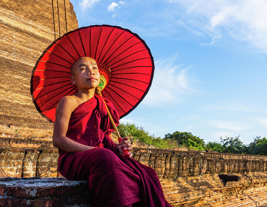 Novice Monk In The Sun Photograph by Ann Moore
