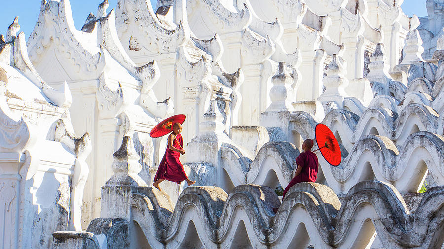 novice monks at Burmese temples Photograph by Ann Moore