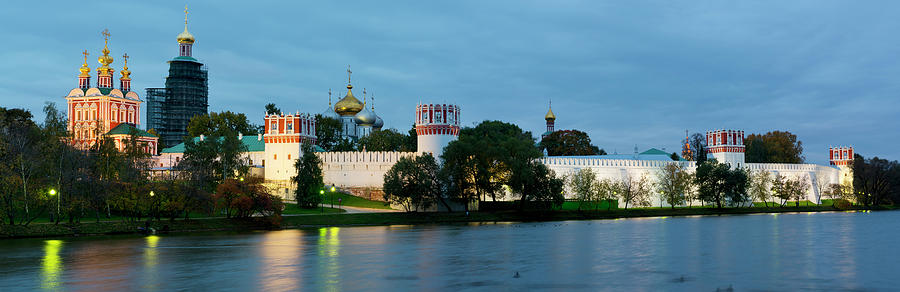 Novospassky Monastery Lit Up At Night Photograph by Panoramic Images