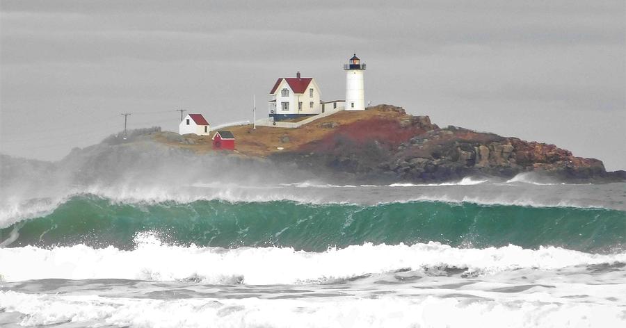 - Nubble Lighthouse before the storm Photograph by THERESA Nye