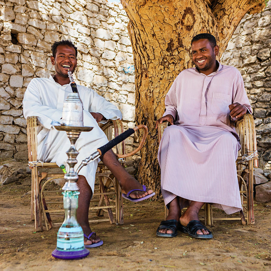 Nubian Men Smoking Waterpipe In Photograph by Hadynyah