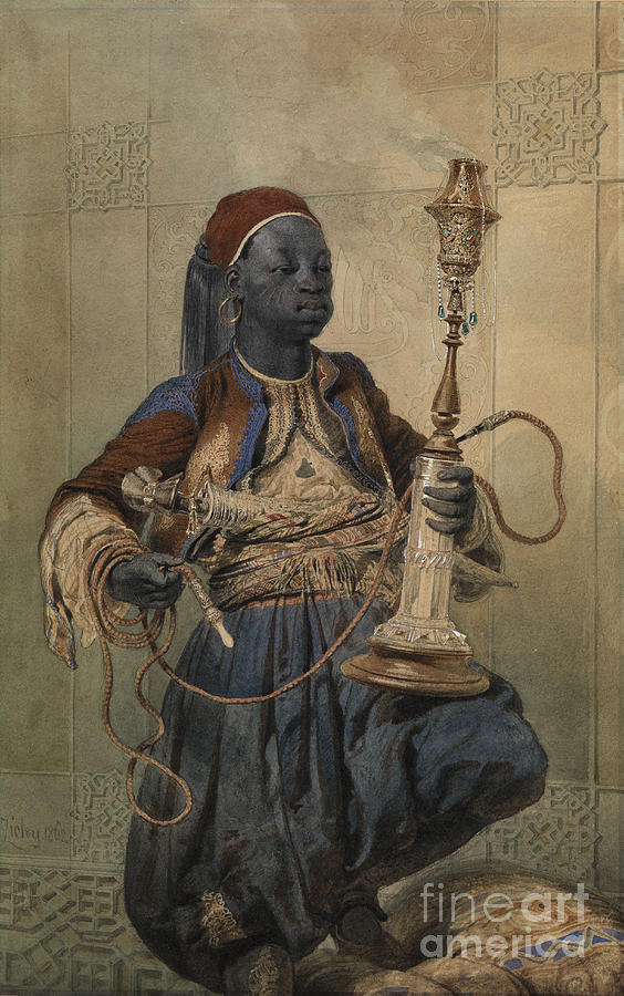 Nubian With A Waterpipe, 1862. Artist Drawing by Heritage Images