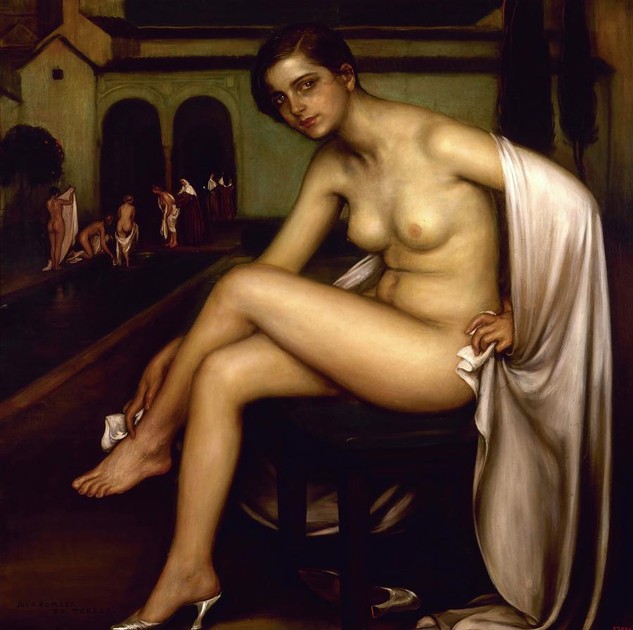 Nude Painting - Nude, 20th century, 100 x 100 cm. by Julio Romero de Torres -1874-1930-