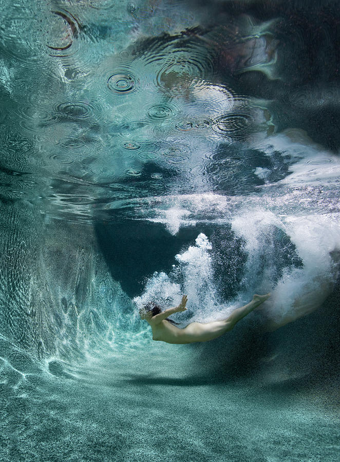 Nude Female Diving Underwater Photograph by Ed Freeman