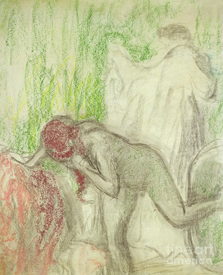 Nude getting out of the Bath  Pastel by Edgar Degas