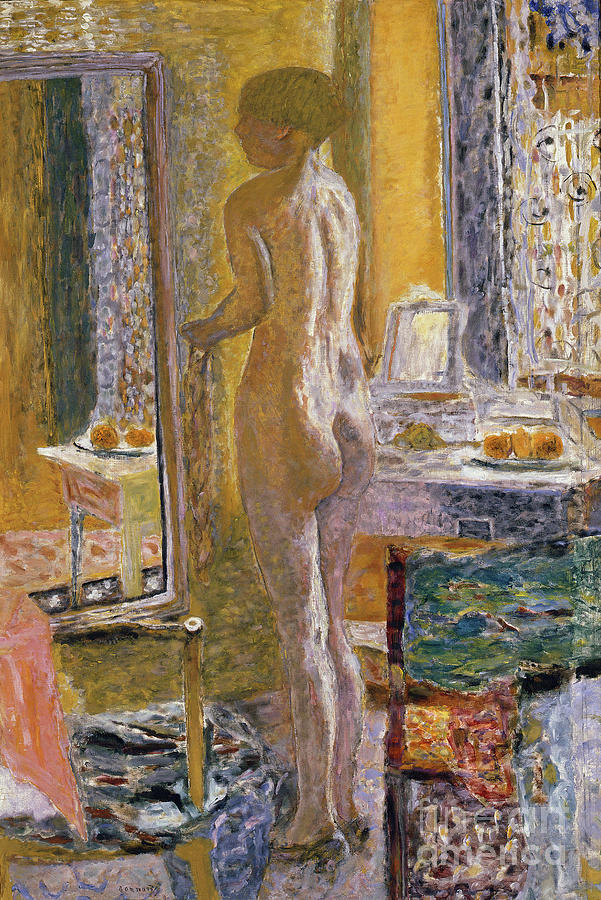 Nude In Front Of A Mirror Drawing by Heritage Images
