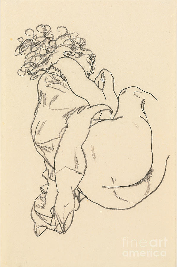 Nude Lying Down; Liegende, 1917 Drawing by Egon Schiele