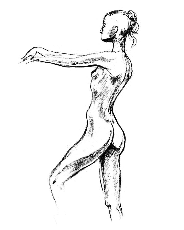 Nude Model Gesture XVIII Drawing by Irina Sztukowski