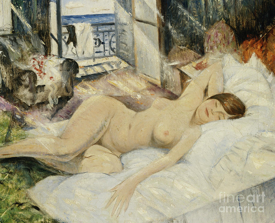 Nude On A Bed, South Of France Painting by Christopher Richard Wynne Nevinson