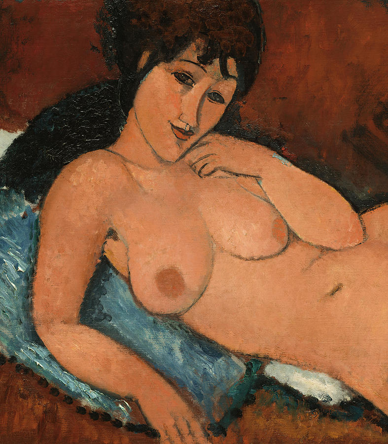 Amedeo Modigliani Painting - Nude on a Blue Cushion, detail, 1917 by Amedeo Modigliani