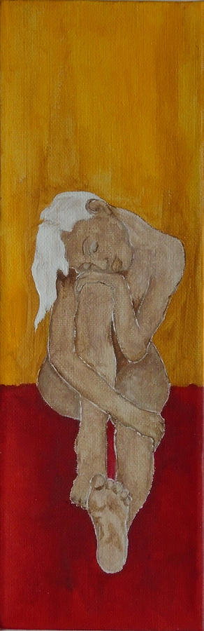 Nude, Red and Gold Painting by Georgia Donovan