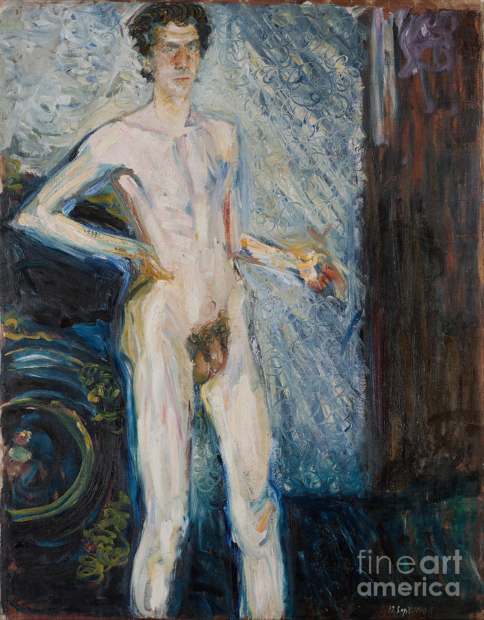 Nude Self-portrait With Palette, 1908 Drawing by Heritage Images