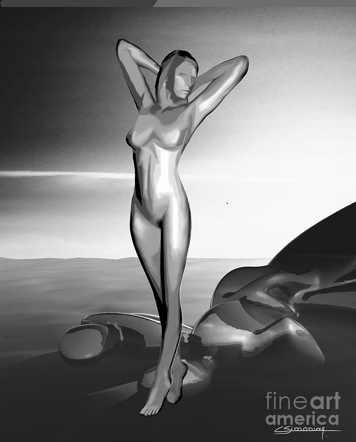 Nude to the rocks Digital Art by Christian Simonian