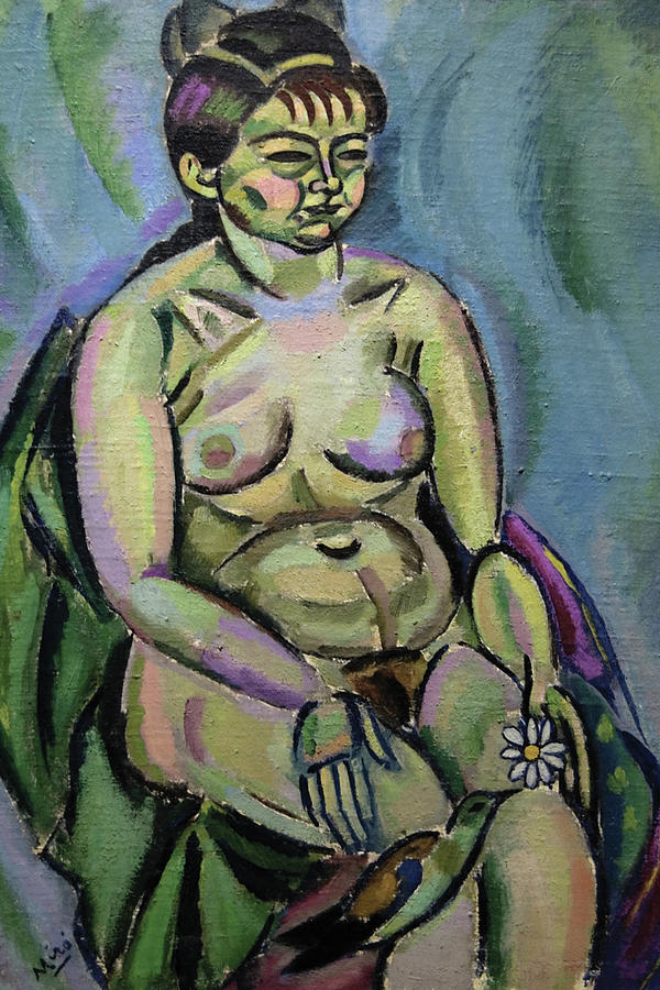 Nude with a Flower Painting by Joan Mir� i Ferr�