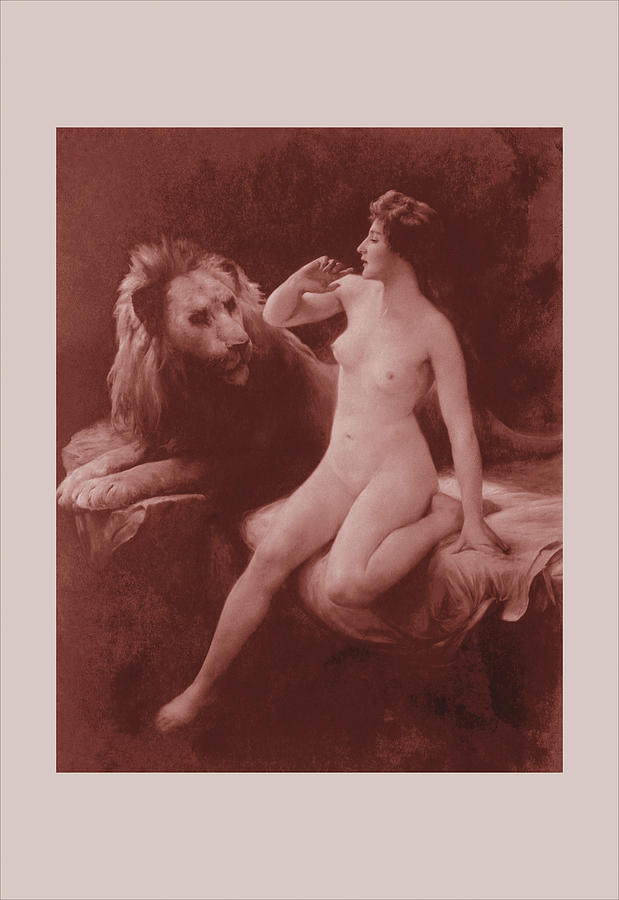 Nude with a Lion Painting by Emile Tabary