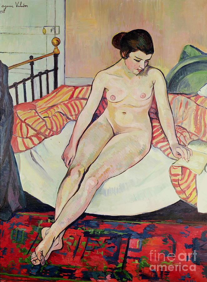 Nude with a Striped Blanket, 1922  Painting by Marie Clementine Valadon
